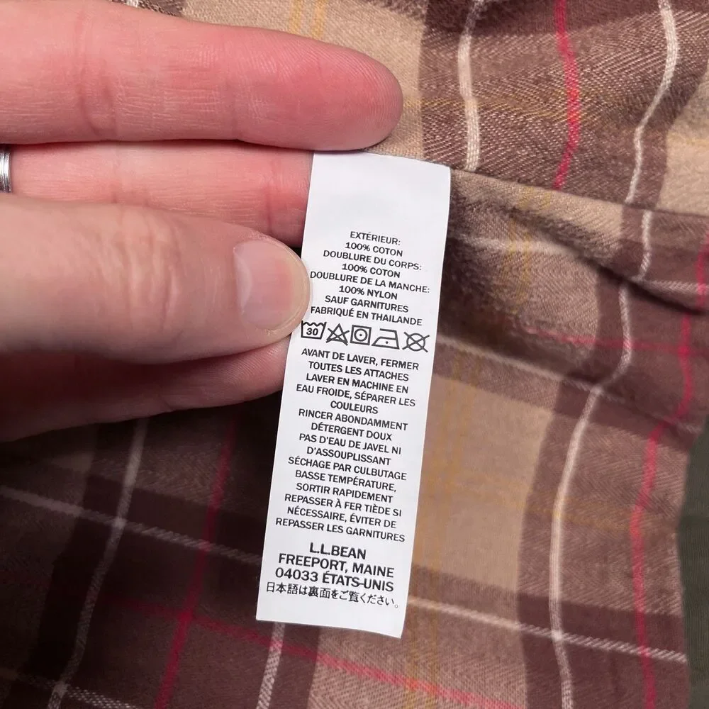 LL Bean Adirondack Barn Coat Womens 3X Chore Jacket Green Flannel Plaid Lined - Picture 9 of 13